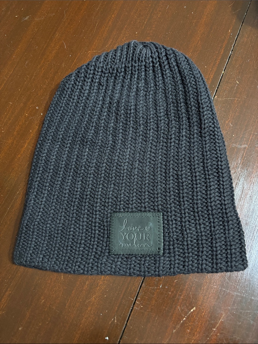 Love Your Melon Black Ribbed Knit Beanie